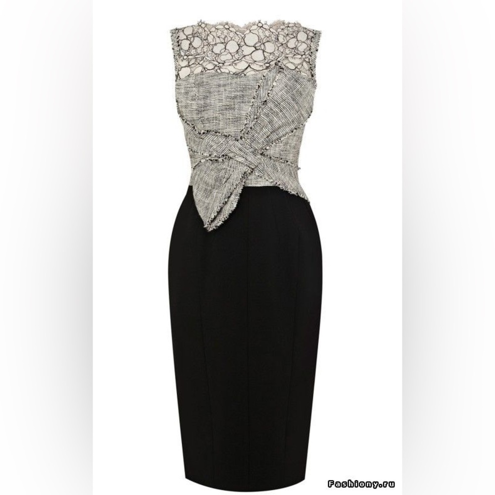 Karen Millen Graphic Lace & Tweed Sheath Dress